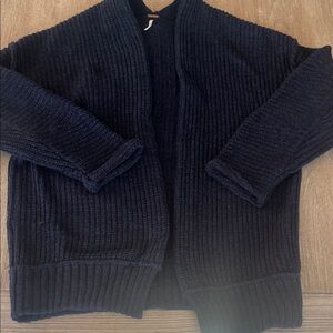 Free People Men's Navy Ribbed Open-Front Cardigan